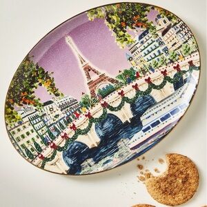 NWT Anthropologie Holiday in the City Stoneware Platter - Paris